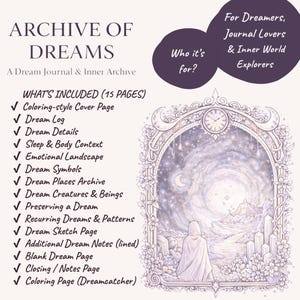 Dream Journal Printable PDF | Dream Symbols & Lucid Dream Tracker | Shadow Work Journal | Witchy Journal | US Letter A4 A5 image 3