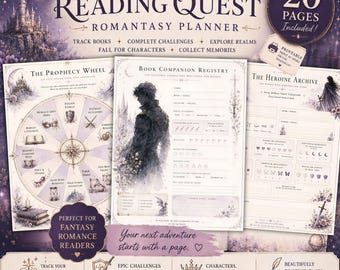 Romantasy Reading Planner | Fantasy Book Journal, Reading Challenges, Book Tracker, Digital Reading Quest PDF