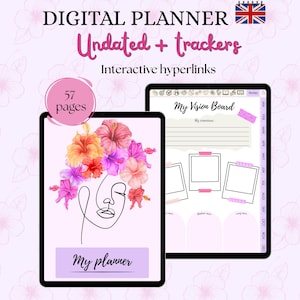 Undated Digital Planner for iPad — Hyperlinked PDF Agenda for GoodNotes