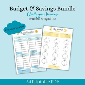 Printable Budget & Savings Tracker Bundle | Budget Tracker and Finance Tracker | Money Management Printable PDF