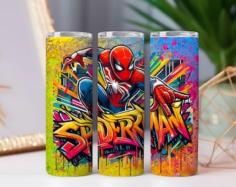 Envoltura de vaso de superhéroe PNG • Arte callejero de grafiti (descarga digital)