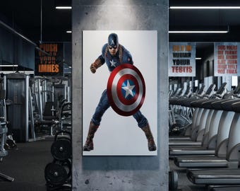 Arte mural vintage del Capitán América / Póster de superhéroe / Decoración patriótica inspirada en Marvel / Descarga digital