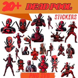 Deadpool-klistermärkespaket, PNG-, SVG-filer (digital nedladdning)