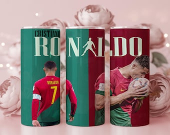 Paquete de 2 vasos Ronaldo PNG, diseño de acción deportiva enérgica, de 20 oz y 30 oz, rectos y cónicos