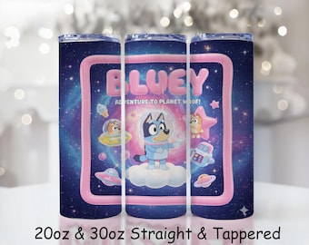 Diseño para vasos térmicos de Space Puppy Adventure / Diseño de sublimación PNG de dibujos animados de galaxia pastel de 20 oz y 30 oz