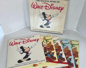 La mágica música de Walt Disney: 50 años de bandas sonoras originales de películas. Set de 4 LP con libro.