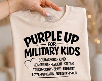 Diseño "Purple Up" SVG PNG | Niño Militar SVG | Diseño "Purple Up" para Niños Militares | Mes del Niño Militar