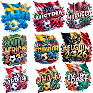 WM 2026 Nationalmannschaften PNG-Paket, Internationale Fußballländer-Designs, Fußball-Cliparts, USA, Kanada, Mexiko (digitaler Download) Bild 4