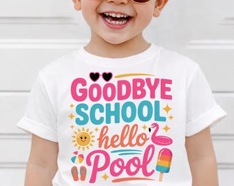 Adiós escuela a la moda, hola piscina PNG svg, Último día de escuela PNG, Último día de escuela a rayas PNG, Profesor de verano preppy PNG