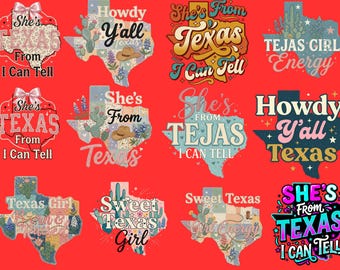 „She's From Texas“-PNG-Bundle | Texas-PNG-Cliparts | Western-PNG-Dateien | Texas-PNG-Dateien | Western-PNG
