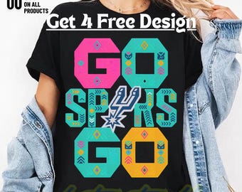 PNG del espíritu de los San Antonio Spurs, diseño de camiseta de baloncesto con colores de fiesta, gráfico para el día del partido en Texas, sublimación con ambiente de día de partido, descarga instantánea.