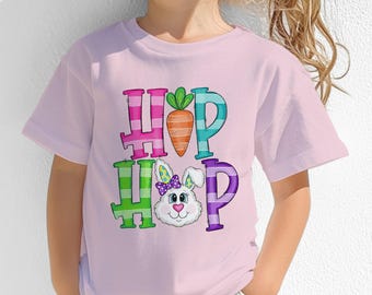 Hop Hop Bunny Kids T-Shirt, Cute Easter Bunny Shirt for Kids, Youth Easter Tee, Bunny Rabbit Shirt, Spring Kids Outfit