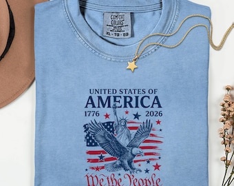 Comfort Colors®   Semiquincentennial America Shirt, 250 Year Celebration Tee, United States Heritage Graphic, Patriotic Eagle Apparel