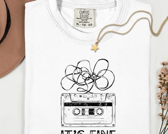Comfort Colors®  Retro Cassette Tape Tee, Vintage Music Graphic Tee, Funny It's Fine T-Shirt, Nostalgic Audio Cassette Design
