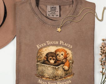 Comfort Colors®  Vintage Friendship Shirt, Cute Cozy Graphic Tee, Soft Aesthetic Animal Design, Comfort Style T-Shirt, Unisex Gift Idea