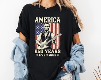 Comfort Colors®   Patriotic Guitar Shirt, Vintage America Graphic Tee, Americana Music T-Shirt, USA Heritage Celebration Shirt