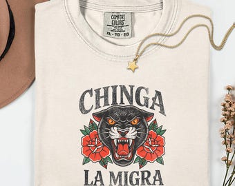 Comfort Colors® Vintage Panther Graphic Tee, Floral Tiger Shirt, Bold Streetwear T Shirt, Retro Style Graphic Tee, Unisex Aesthetic Shirt