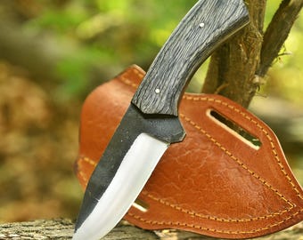 Custom Handmade Carbon Steel Skinning/Hunting Knives With Cross Pouch Leather Sheath Gift For Anniversay/Father Day/Christmas/ Gift For Him