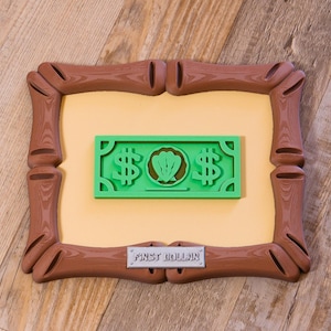 Sponge First Dollar Sign Wall Display, Cartoon-Inspired Framed Prop, Novelty Office Art Decor