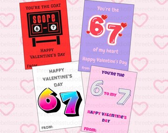 6–7 Valentine Card | Trendy Kids Valentine | Funny Tween Valentine | Printable Classroom Valentine | 67 Valentine Printable