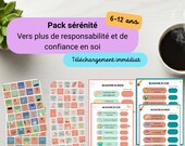 Routine Enfant 6-12 ans à imprimer | Pack autonomie enfant + affirmations positives | Routine matin soir PDF | Confiance en soi