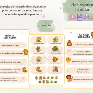 Educatieve posters met dierenthema - Regels voor thuiswonen voor kinderen vanaf 3 jaar