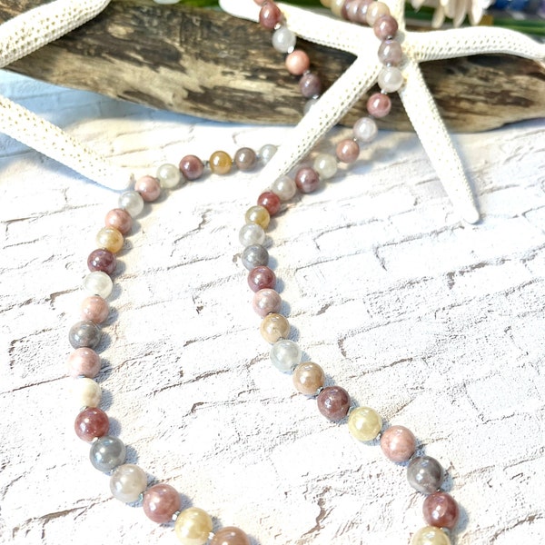 Sunstone necklace, beaded necklace, dressy, summer style