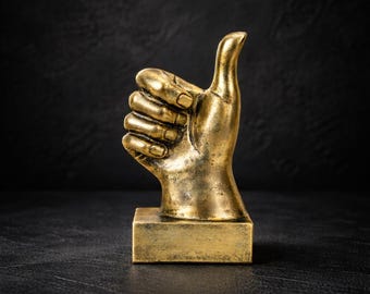 Escultura de gestos con la mano, estatua de resina en plata y oro – Símbolo de la paz, pulgar hacia arriba, figura de mano OK, decoración moderna minimalista para el hogar, regalo único