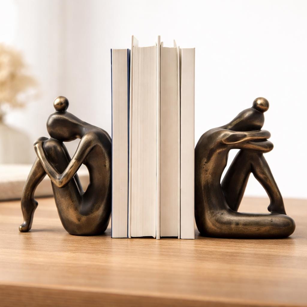 Modern Abstract Resin Bookends – Thinker Sculpture Book Ends ...