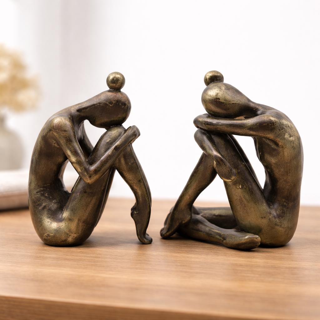Modern Abstract Resin Bookends – Thinker Sculpture Book Ends ...