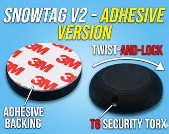 SnowTag V2 – Soporte adhesivo para rastreador (AirTag / Moto Tag) / Cinta VHB / Sin perforaciones