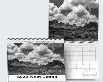 2022 West Texas Black & White Landscape Art 12-month Calendar