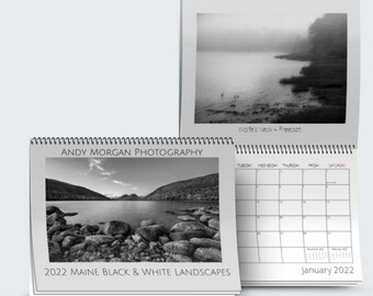 2022 Maine Black and White Landscape Photography 12-month Calendar