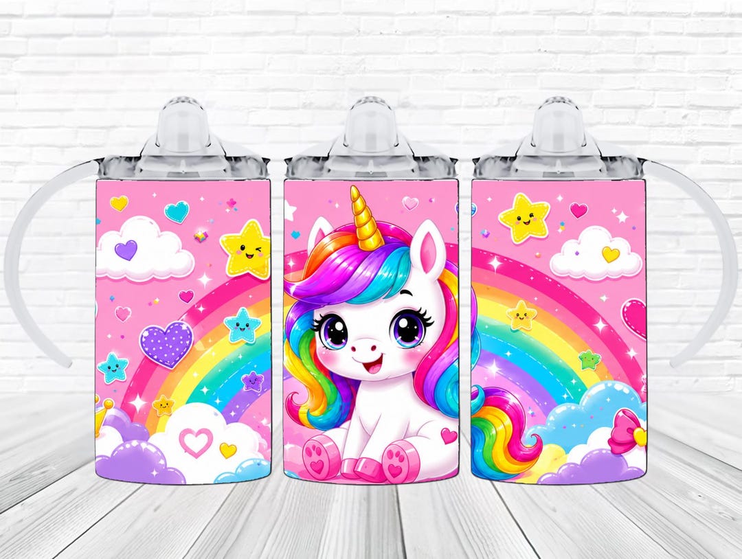 Unicorn Sippy Cup Wrap PNG, 12oz Kids Tumbler Sublimation Design ...