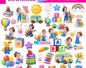 100+ Ms Rachel PNG Clipart, Ms Rachel Sticker PNG Bundle, Ms Rachel Birthday Party Decor, Cake Topper, Shirt Design Instant Download
