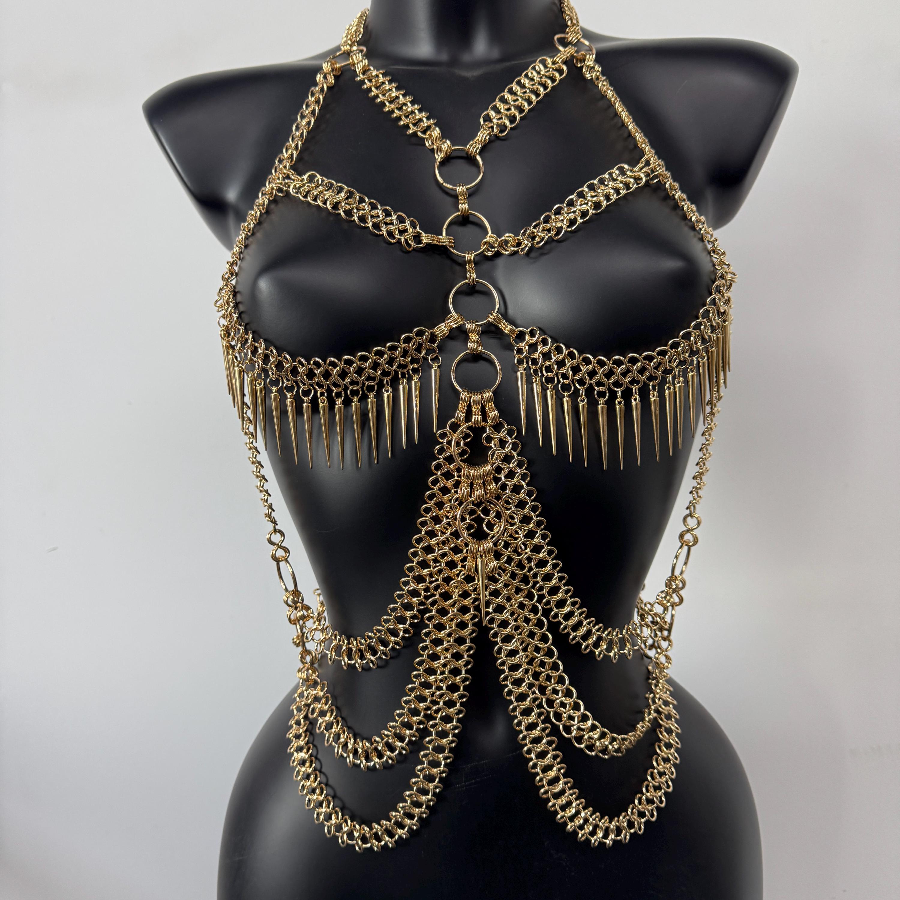 Full Body Chain Gold Body Chain | Layered Metal Body Jewelry for Women | Festival ...