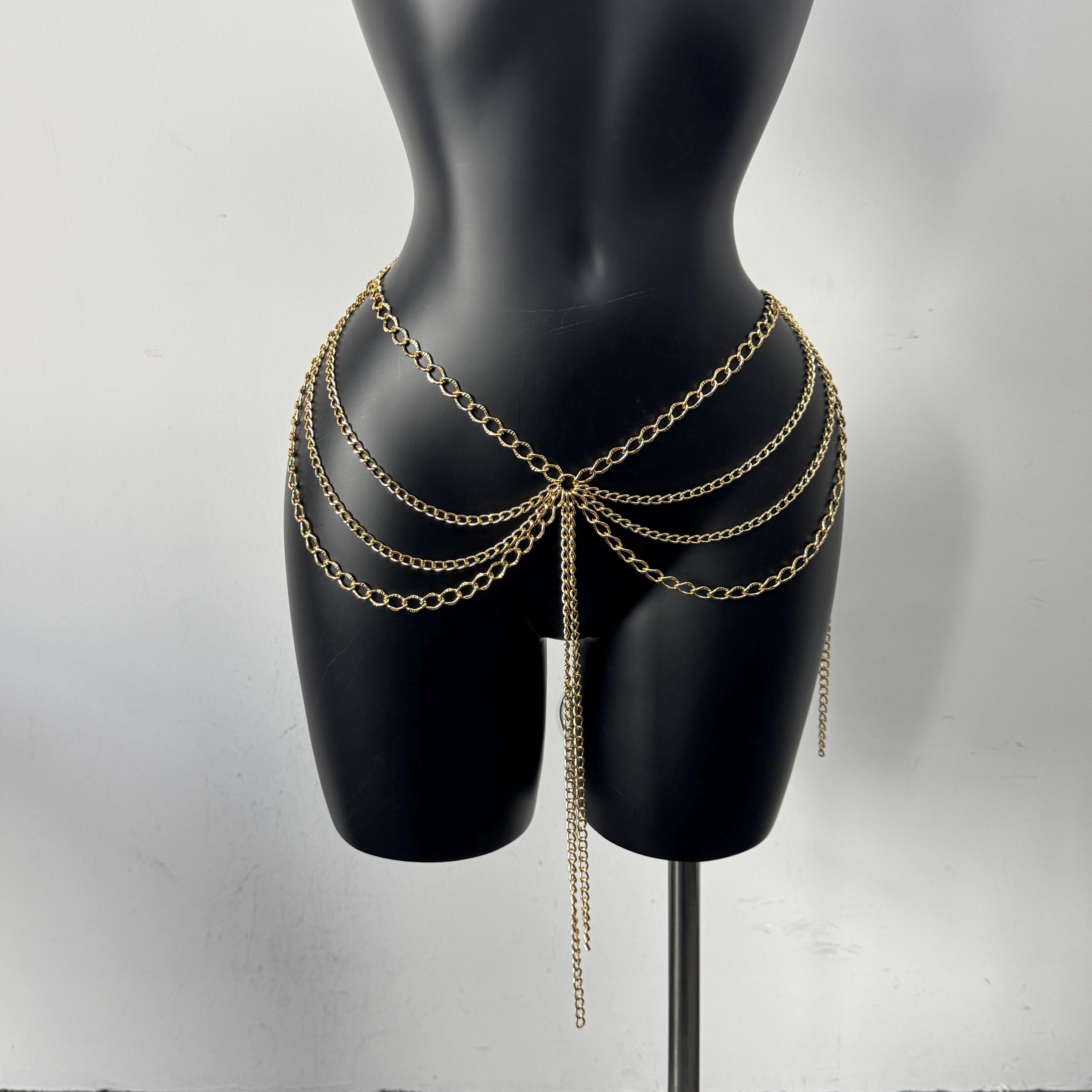 green emerald velvet dress Celebrity Inspired Black Evening Dress With Gold Chain – Mislish main image 0