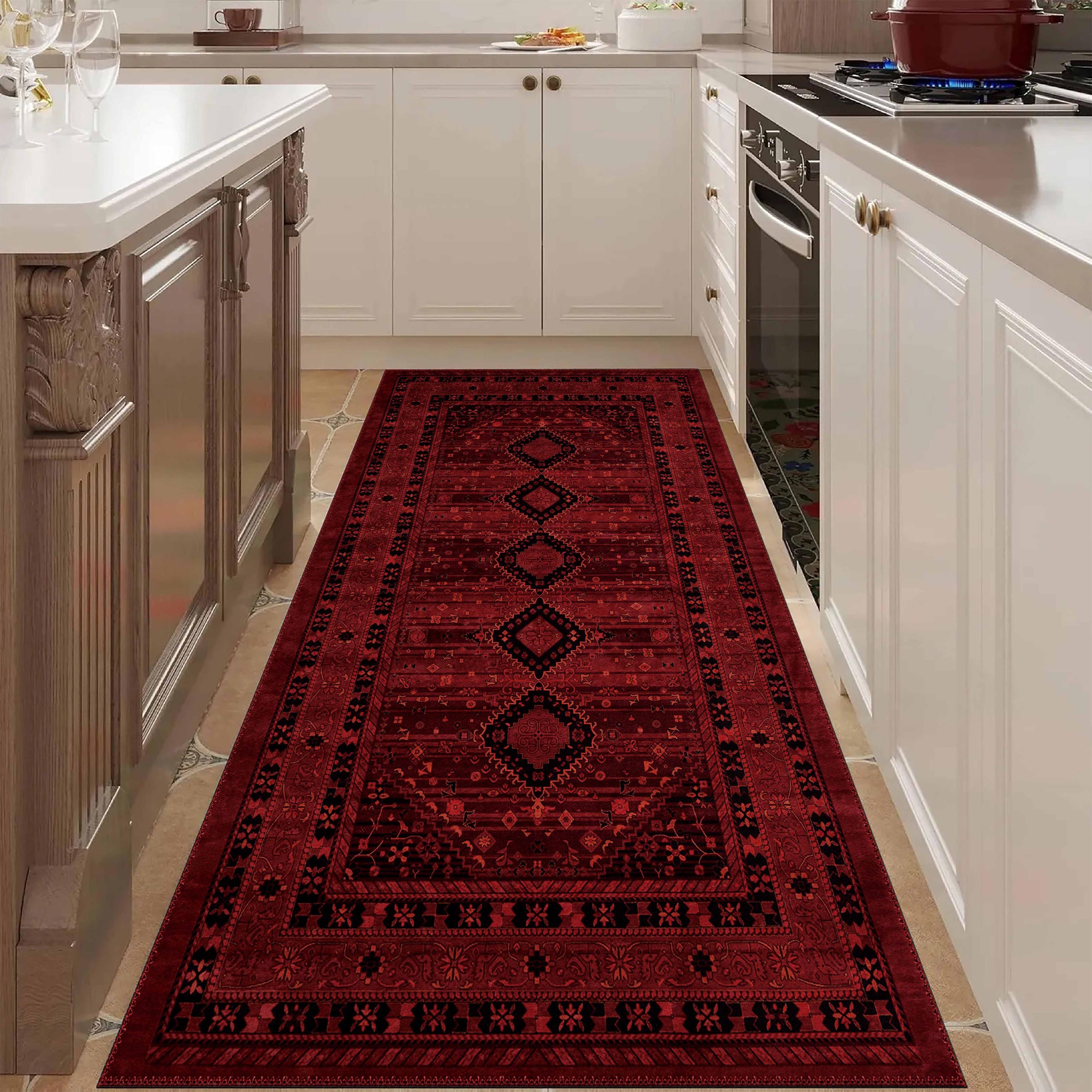 Afghan Style Red Rug, Washable Oriental Carpet - Etsy