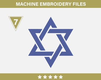 Jewish Star Machine Embroidery Design. Star of David design. 7 sizes. Digital Download