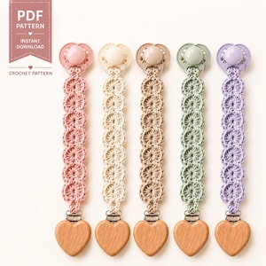 Crochet Pacifier Clip Pattern, Beginner PDF Tutorial (Instant Download)