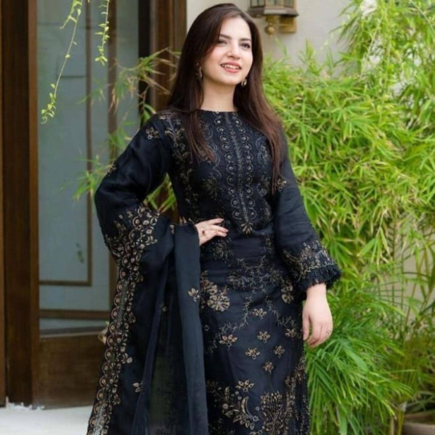 embroidered organza dress pakistani 3 Piece Embroidered Organza Suit main image 1