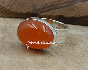 Bague décorative en cornaline | Bijoux bohèmes faits main en argent sterling 925