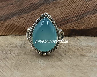 Chalcedon Edelstein Ring | Sterling Silber Boho Ring