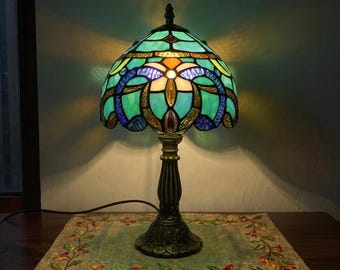 Victorian Tiffany Table Lamps Lamp, Handcrafted Art Nouveau Stained Glass Lamp, Vintage Home Decor, Elegant Bedside Table Lamp, 7 Options