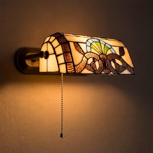 Aplique de pared Tiffany Banker, lámpara de pared de vidrieras, lámpara de pared reversible, lámpara de tocador vintage para dormitorio, decoración de pared Art Déco