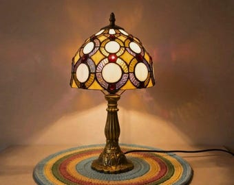 Mosaic Stained Glass Lamp, Handmade Tiffany Style Lamp, Bedroom & Living Room Decor, Vintage Bedside Table Lamp, Home Decor Gifts