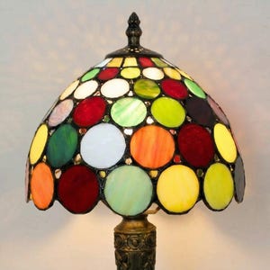 Polka Dot Tiffany Table Lamp, Handmade Mosaic Stained Glass Lamp, Colorful Bedroom & Living Room Decor, Boho Bedside Lamp, Home Decor Gifts image 4