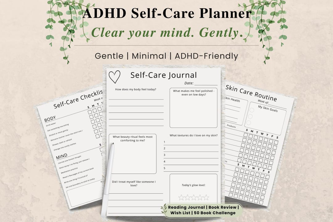 ADHD Self Care Planner Printable | ADHD Daily Planner | Digital Mental ...
