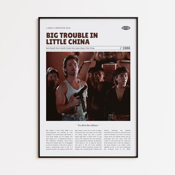 Big Trouble in Little China, John Carpenter, Retro Movie Poster, Custom Movie Poster Print