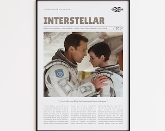 Interstellar, Christopher Nolan, Retro Movie Poster, Custom Movie Poster